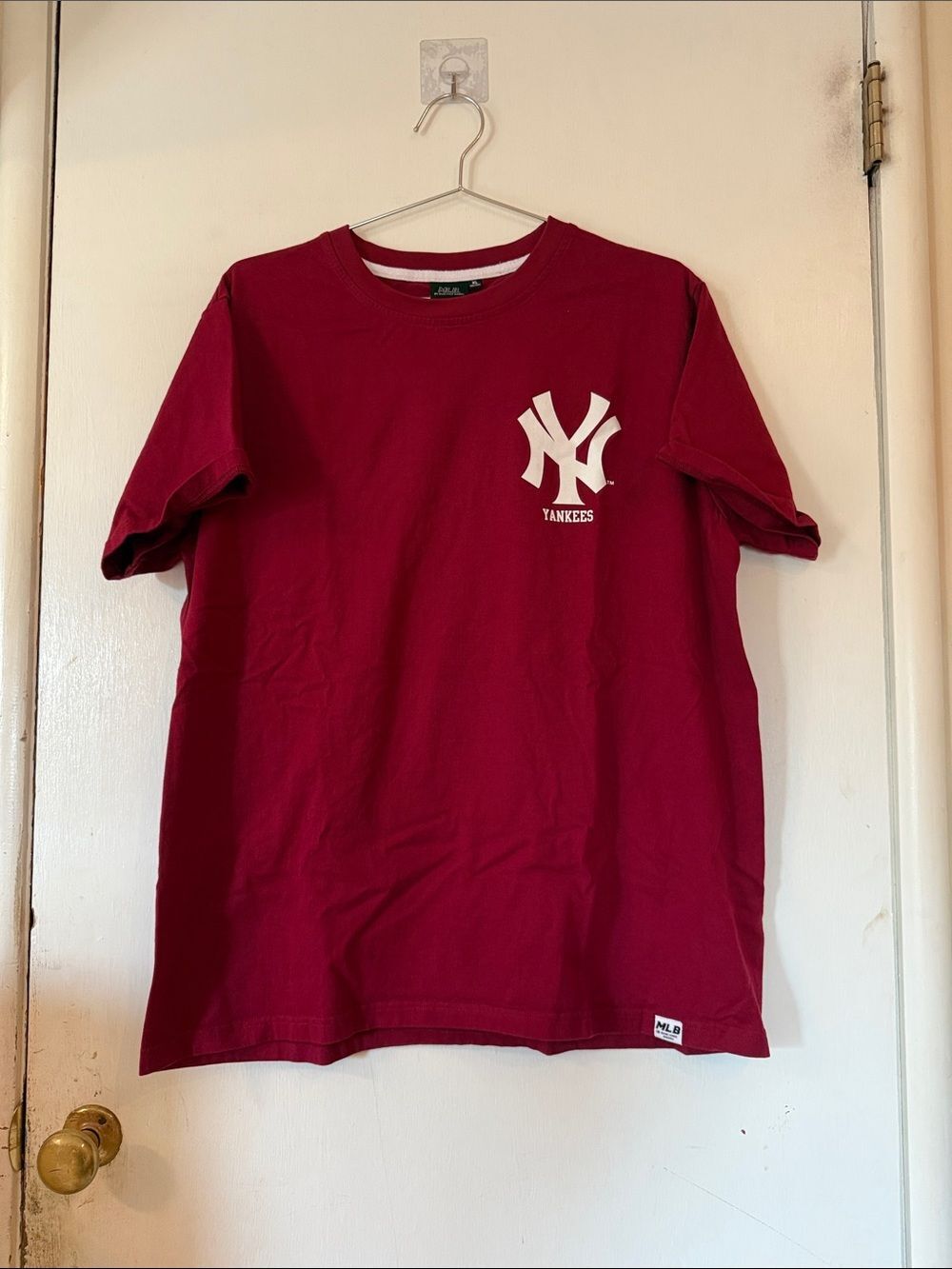 New York Yankees MLB Burgundy Short-Sleeve Tee with White Logo | Men's XL